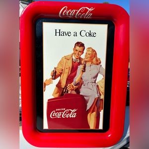 Vintage COCA-COLA "Have a Coke" Metal Tray 17" 1991 issue of 1948 indoor poster